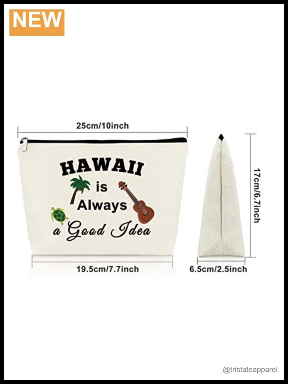 Hawaii Themed Canvas Makeup Bag - Travel Cosmetic Case with Zipper